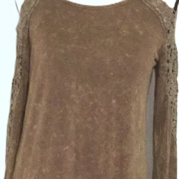 OLIVE MINERAL WASH COLD SHOULDER TOP - Picture 5 of 9